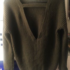 Army green thick reversible sweater